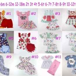 Wholesale Children Summer Boutique Casual Wear Set Toddler Floral Tunic Tops Ruffle Shorts Kids Baby Girl Flower Outfit